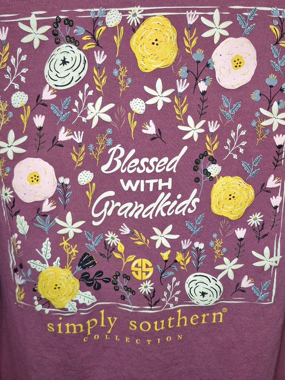 Simply Southern Plum Floral "Blessed With Grandkids" Long Sleeve Tee